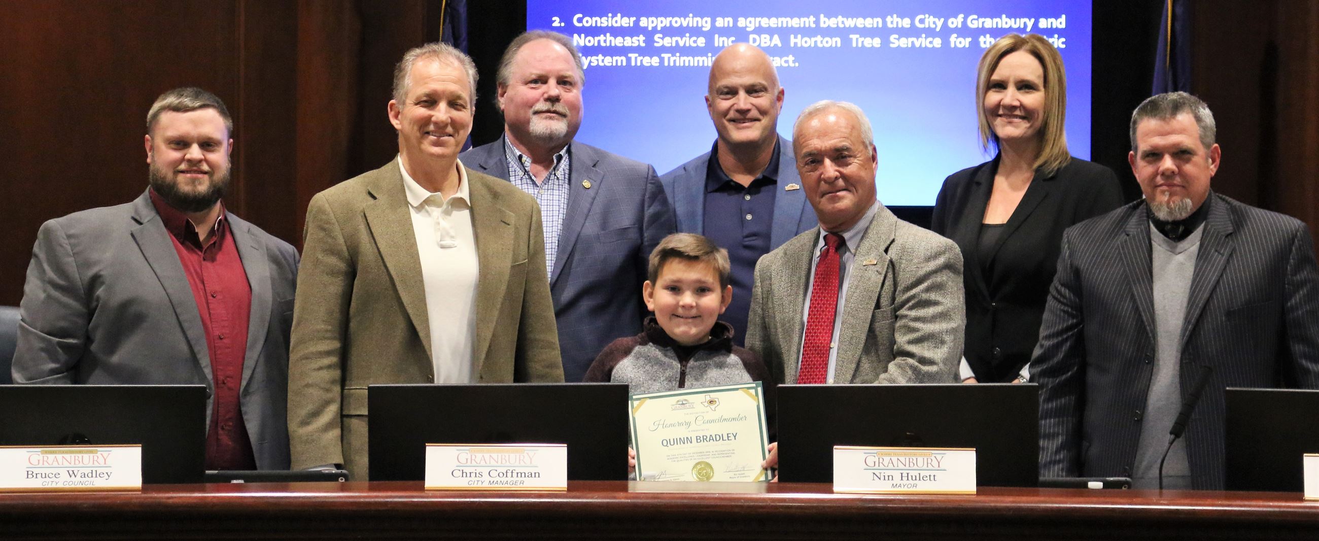 Quinn Bradley Honorary Councilmember