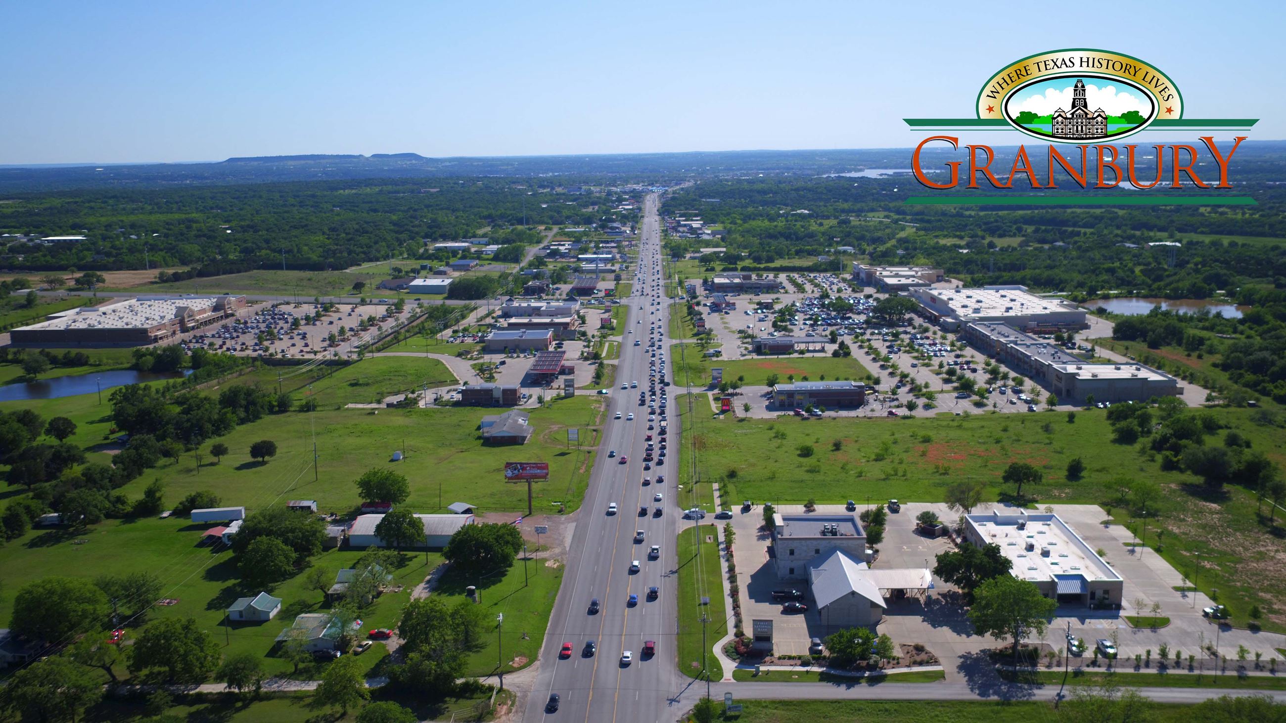 Aerial view of US 377 in Granbury.