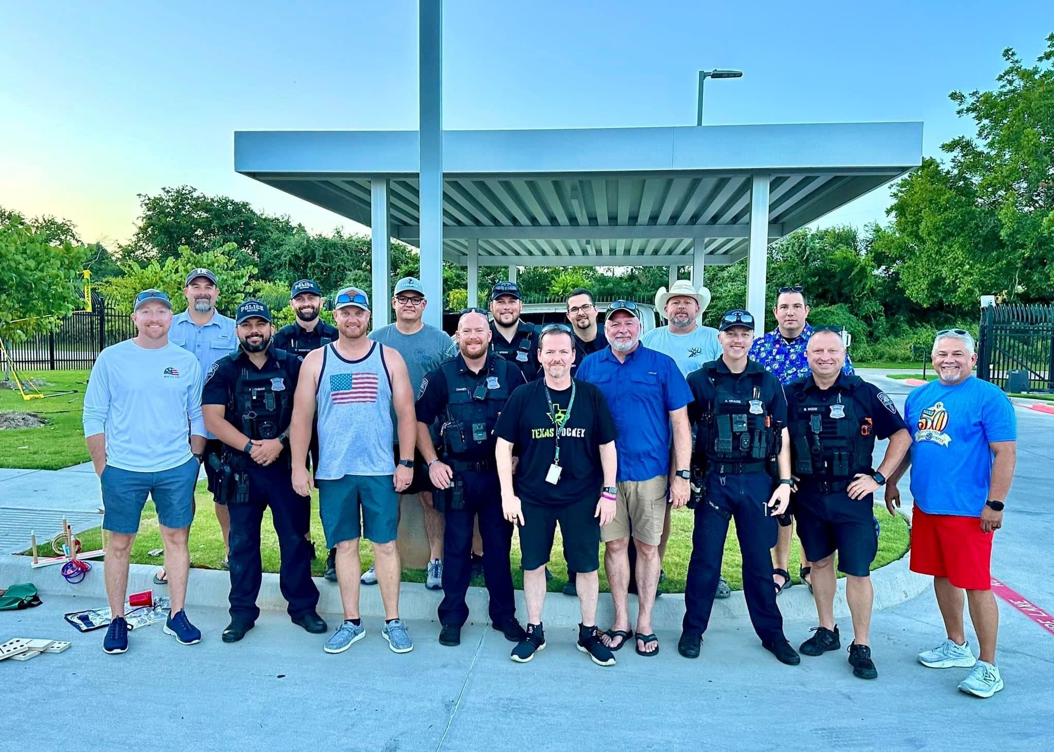 Fourth of July gathering outside Police Department.